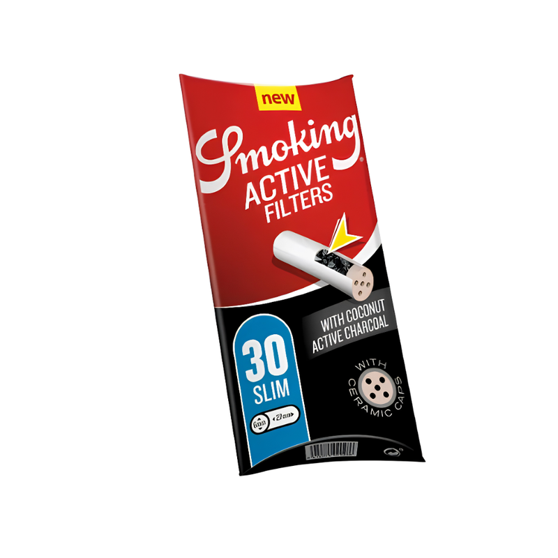 Smoking Active white filters With Coconut Active Charcoal (27 mm x 6 mm)